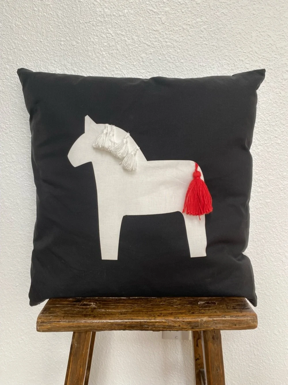 IKEA HASTHAGE Pillow Cover with Horse Motif and Tassels